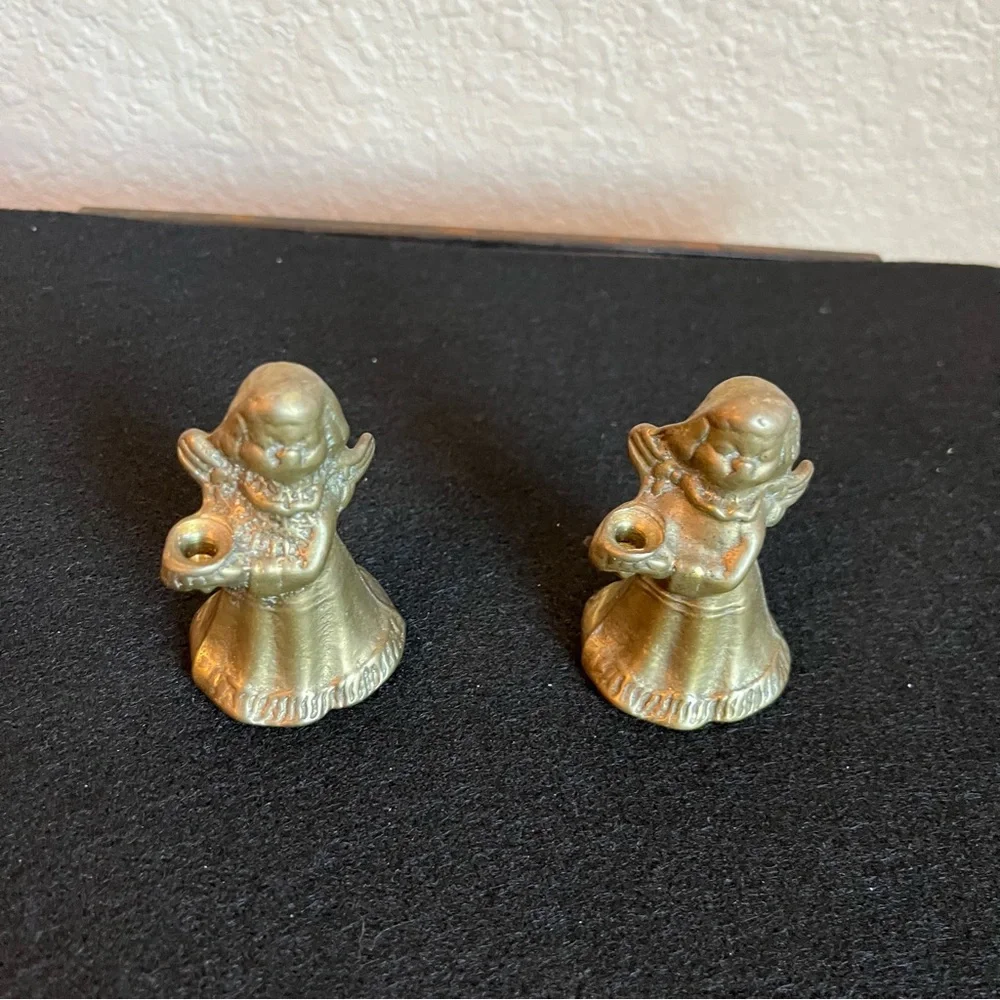 Mini Brass Angel Candle Holder Figurines 2 1/2
